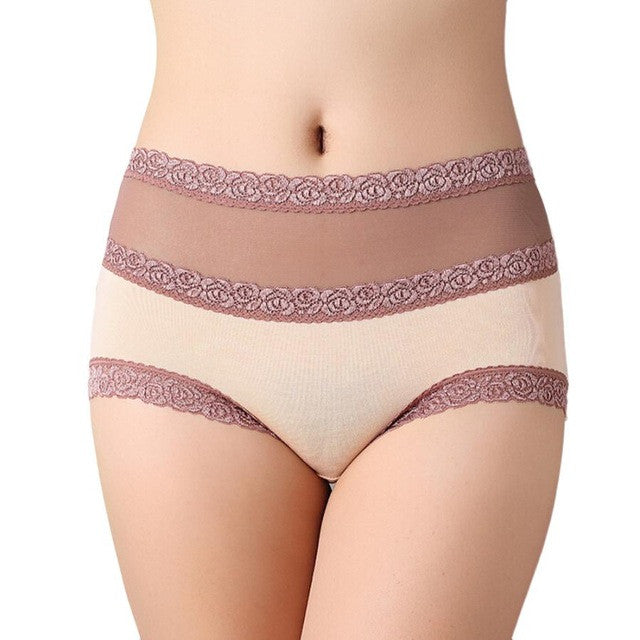 Women's Underpants Cotton Lace Cotton Briefs Hollow Out High Waist Panties underwear Girl High Quality #LSN