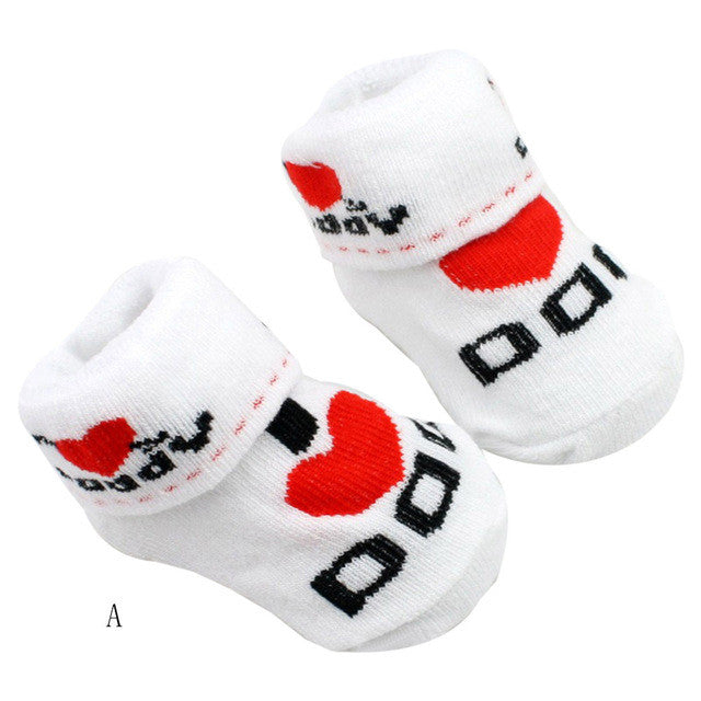 0-6M baby socks Love Dad Love Mum Letter Socks Baby Infant Boy Girl Slip-resistant Floor Socks drop shipping