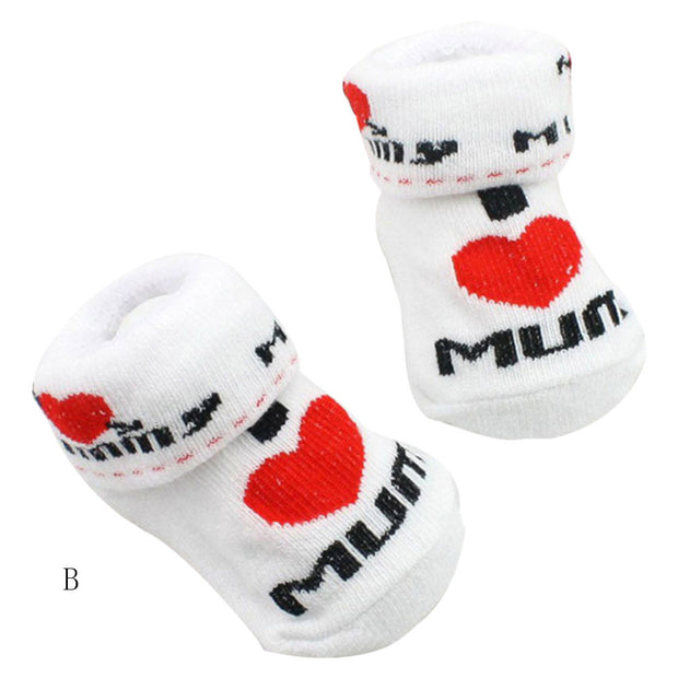 0-6M baby socks Love Dad Love Mum Letter Socks Baby Infant Boy Girl Slip-resistant Floor Socks drop shipping