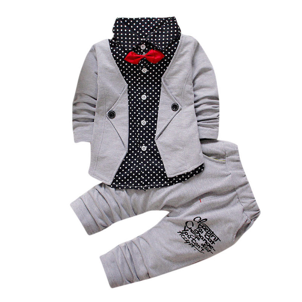 Kid Baby Boy Gentry Clothes Set Formal Party Christening Wedding Tuxedo Bow Suit Children 's gentleman' s suit Drop ship