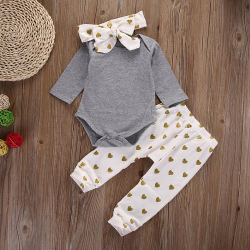 1Set Newborn Baby Boys Girls Deer Tops Romper Pants Hat 3PCS Outfits Clothes baby cothing