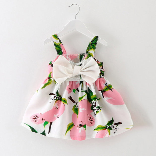 Baby Girl Clothes Lemon Printed Infant Outfit Sleeveless Princess Gallus Dress kids dresses for girls