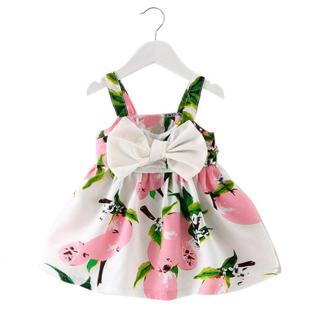 Baby Girl Clothes Lemon Printed Infant Outfit Sleeveless Princess Gallus Dress kids dresses for girls