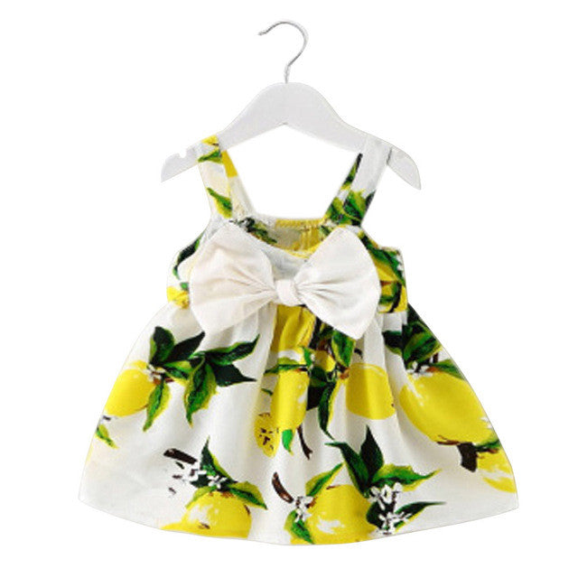 Baby Girl Clothes Lemon Printed Infant Outfit Sleeveless Princess Gallus Dress kids dresses for girls