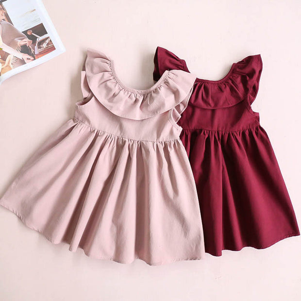 Girl dress Toddler Infant Kids Baby Girl Ruffled Dress Clothes Backless Solid Casual Dress vestidos drop shipping