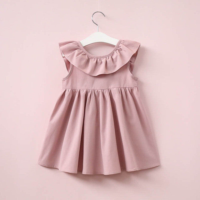 Girl dress Toddler Infant Kids Baby Girl Ruffled Dress Clothes Backless Solid Casual Dress vestidos drop shipping