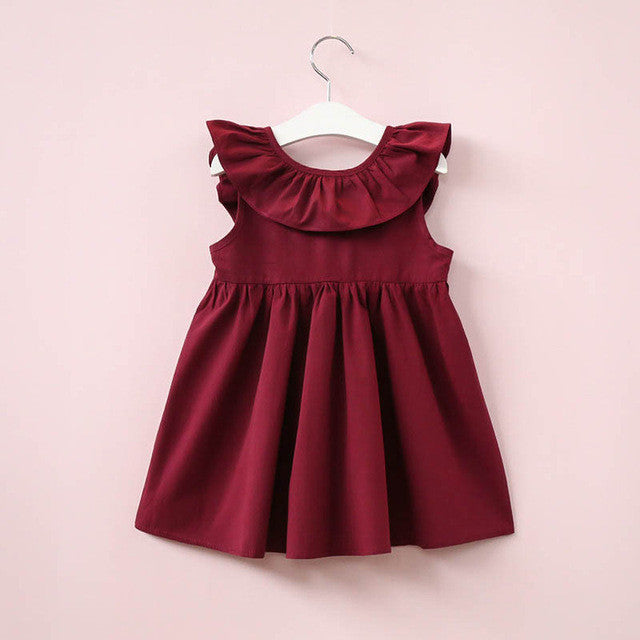 Girl dress Toddler Infant Kids Baby Girl Ruffled Dress Clothes Backless Solid Casual Dress vestidos drop shipping