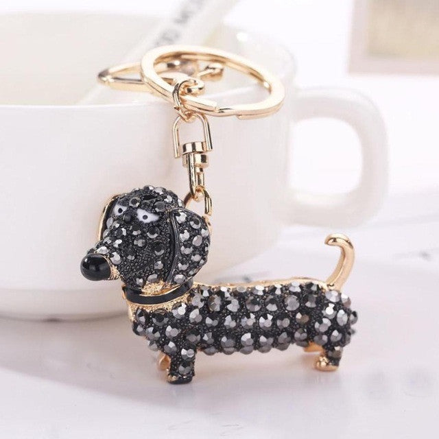 Dog Rhinestone Tassel Keychain Bag Handbag Key Ring Car Key Pendant