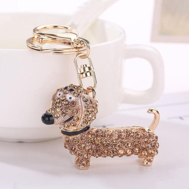 Dog Rhinestone Tassel Keychain Bag Handbag Key Ring Car Key Pendant