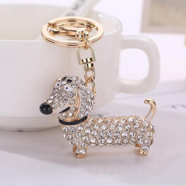 Dog Rhinestone Tassel Keychain Bag Handbag Key Ring Car Key Pendant