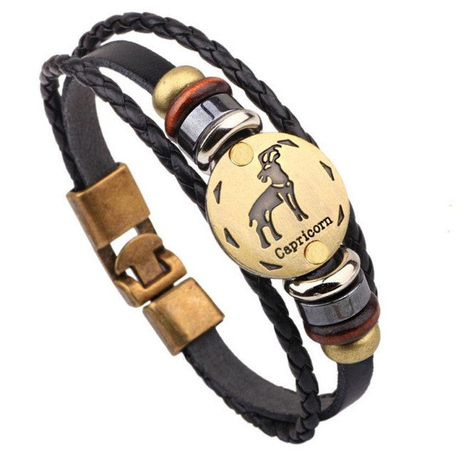 Twelve constellations bracelet  Bracelet Fashion Jewelry Leather Bracelet Personality Bracelet wristband