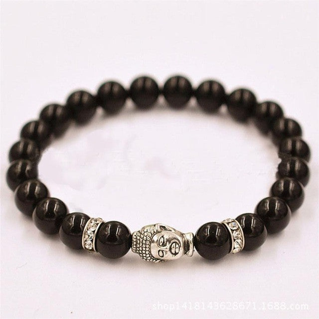 women Bracelet Alloy Rammel Silver Buddha Elastic Beaded Bracelet Tibet Charm Elastic Bracelets beads bracelet