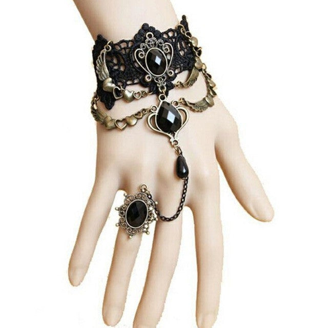 Fashion lace bracelet Charming Black Lace Bracelet With One Chain Trendy Party Jewelry