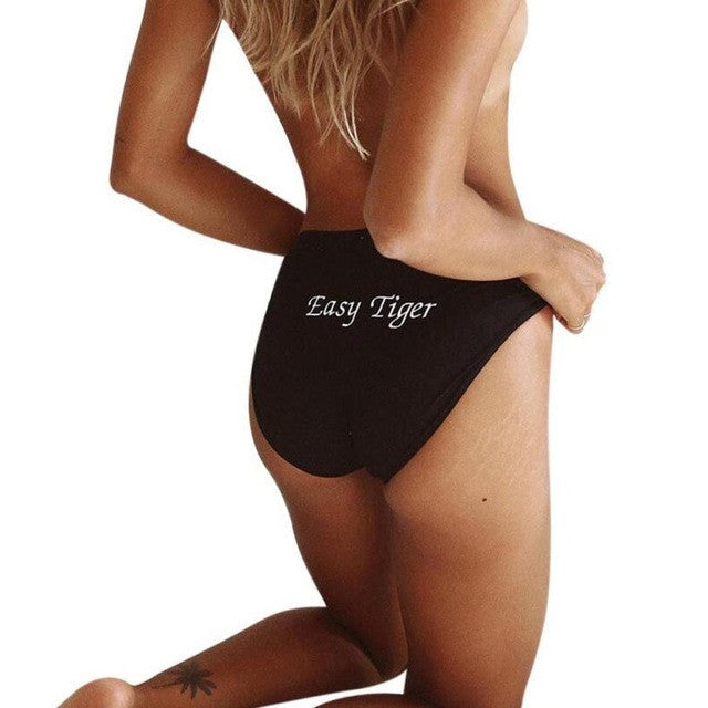 EASY TIGER Letters Women Panties Bikini Knickers Mid-Rise Underwear Thongs G-string Traceless Sexy lingerie Underwear Panties