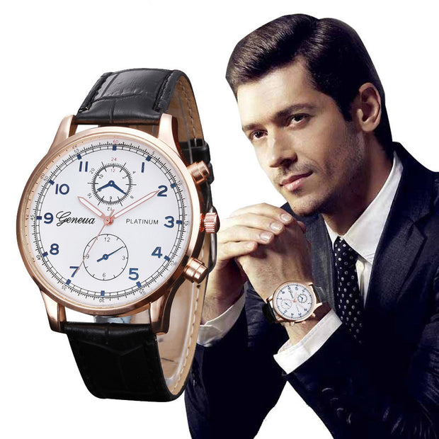 New Fashion Casual Watches Men Business Watches Geneva PU Leather Quartz WristWatch For Men relogio masculino Male Clock