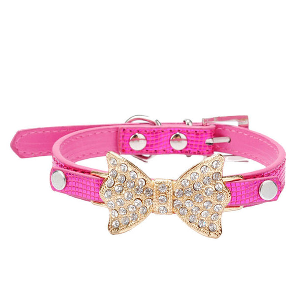2016 Hot Sale Dog Collars Bowknot  Bling Rhinestones Dog Collar Pets Collar Dog Neck Pet Supplies Dog Products