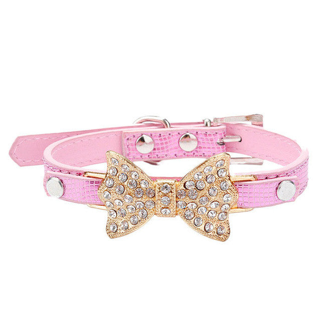 2016 Hot Sale Dog Collars Bowknot  Bling Rhinestones Dog Collar Pets Collar Dog Neck Pet Supplies Dog Products