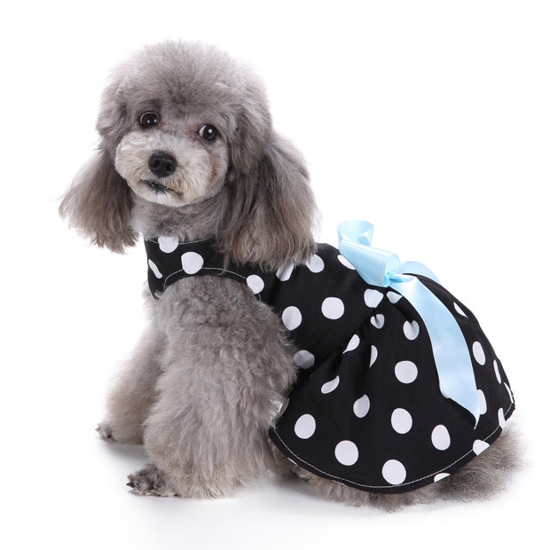 Cute Polka Dot Ribbon dog clothes for small dogs girl DRESS dogs products for pets roupa pet cachorro