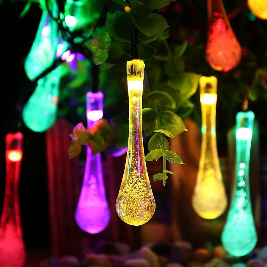 High Quality LED Solar Christmas Lights Waterproof Water Drop Romantic Solar Fairy String Lights For Garden Outdoor Indoor Decor