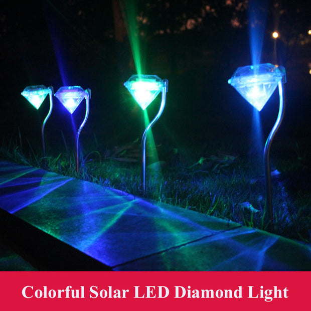 4 pcs/lot Colorful Solar LED Lamp Diamond Waterproof Outdoor Lawn Lamps Stainless Steel Street Night Light For Garden Landscape