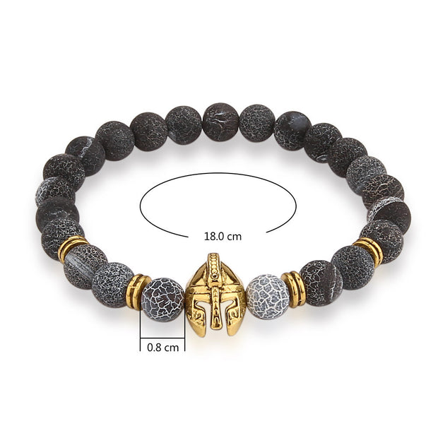 V.YA Fashion Man's Jewelry Helmet Bracelets Bangles for Men Natural Stone Beads Bracelet DIY Charm