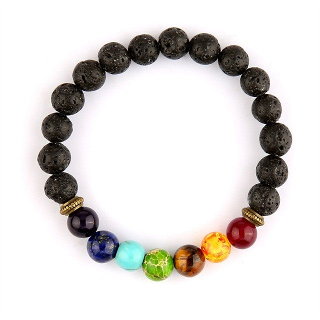 Wholesale Beaded Bracelet Yoga Jewelry Gold Color Buddha Leo Lion Head Bracelet Black Lava Stone Tiger Eye Skull Charm Bracelet