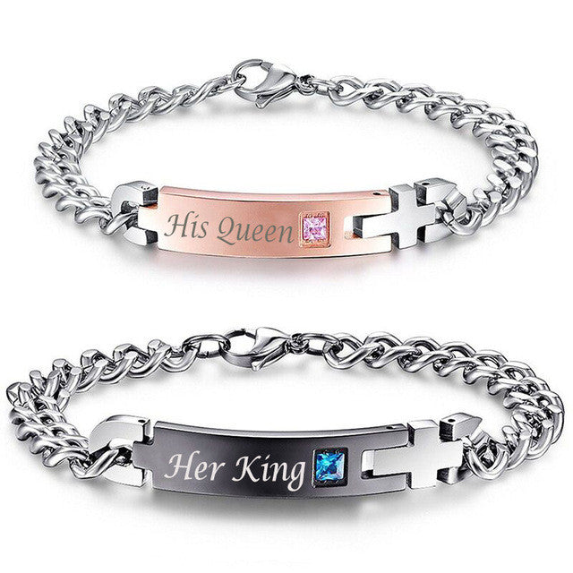 AZIZ BEKKAOUI Lover Couple Bracelets with Box Best Gift Charm Bracelets For Women Stainless Steel Men Jewelry Drop Shipping