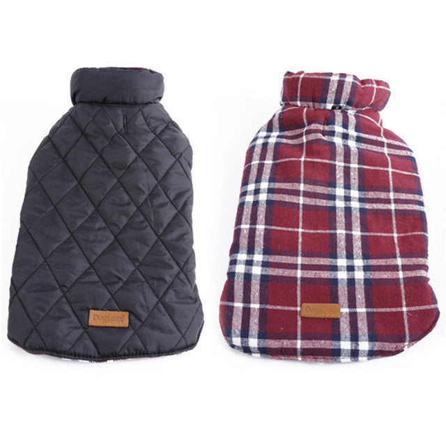 2016 Waterproof Reversible Dog Jacket Designer Warm Plaid Winter Dog Coats Pet Clothes Elastic Small to Large Dog Clothes Winter