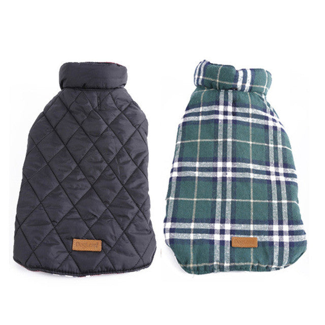 2016 Waterproof Reversible Dog Jacket Designer Warm Plaid Winter Dog Coats Pet Clothes Elastic Small to Large Dog Clothes Winter