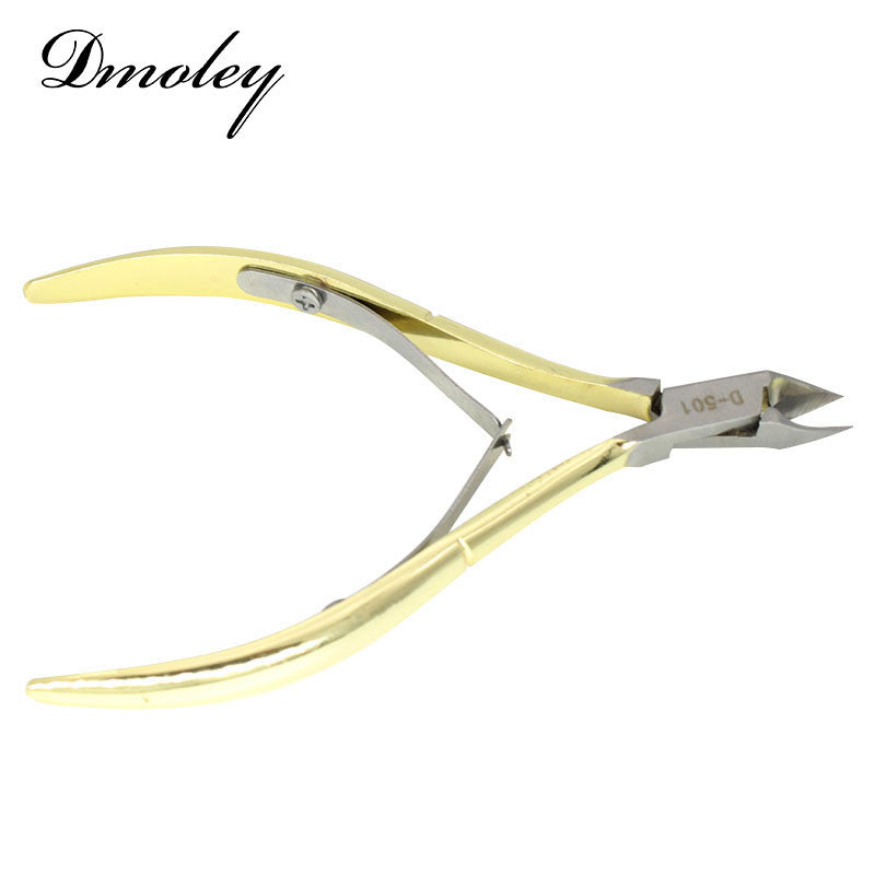 1Pc Stainless Steel Nail Cuticle Scissors Manicure Pedicure Tools Golden Handle Dead Skin Scissor Nipper Clipper Art Tool