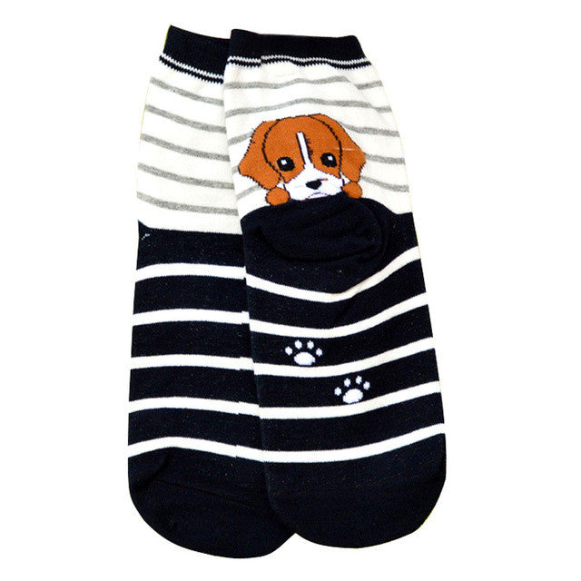 Socks Girls calcetines mujer Fashion 3D Print Funny Low Cut Xmas Socks Cotton Animal Dog Casual Sock meias