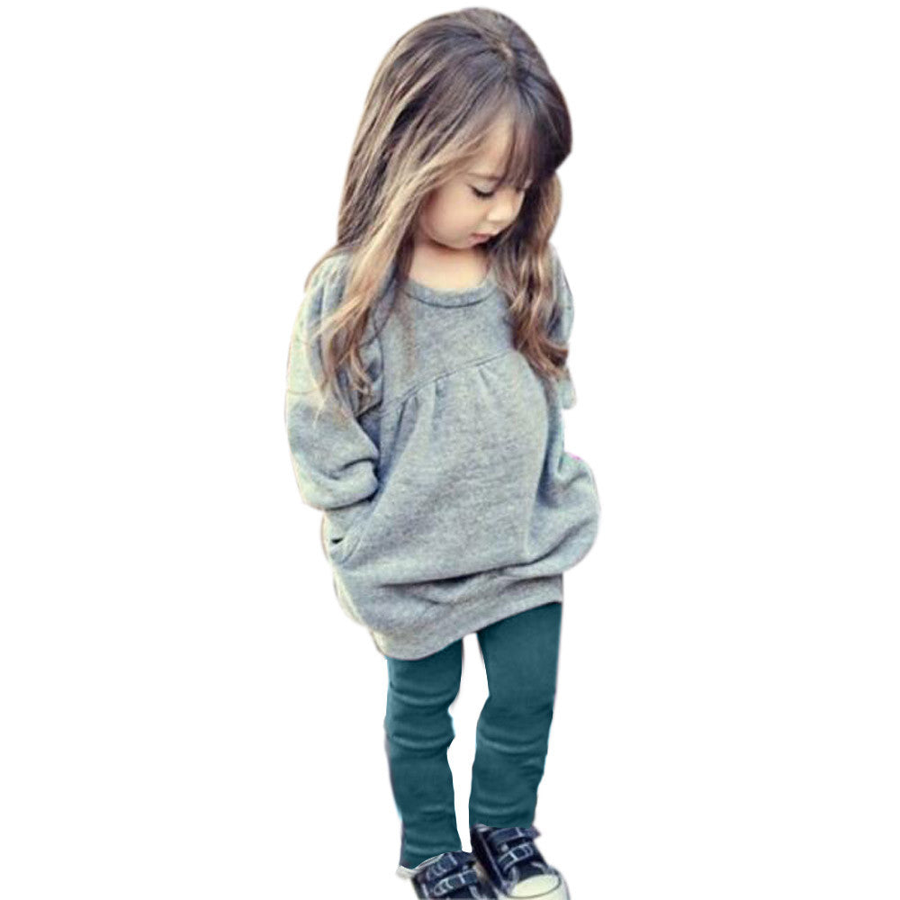 Girl Clothes Winter Warm 2 Pieces Pants and Tops Clothing Sets Long Sleeve Cotton Toddler Girl Clothing roupas meninas