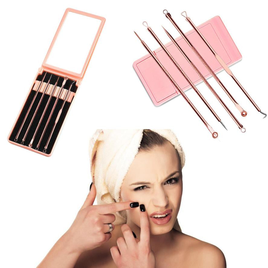 High Quality 5Pcs/set Blackhead Pimple Blemish Comedone Acne Extractor Remover Tool Set Kit