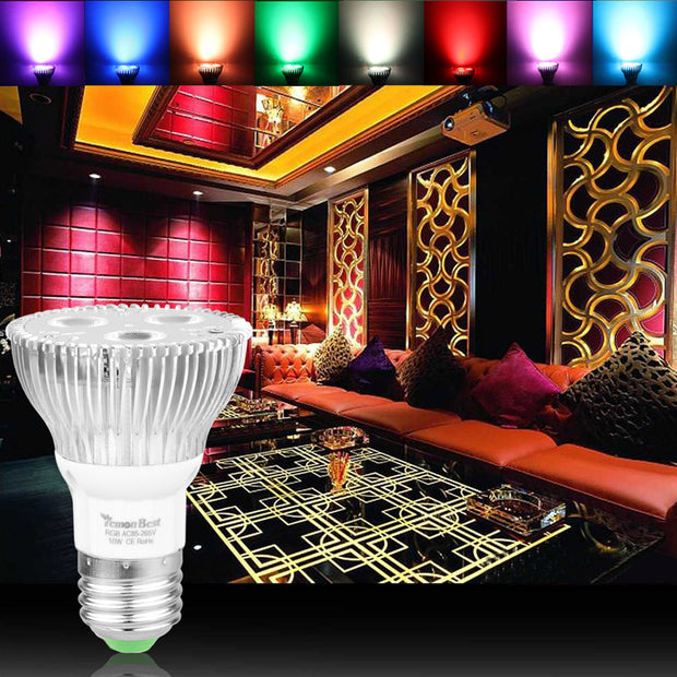 10W PAR20 E27 RGB LED Lamp Stage Lamp Led Bulb Light 16 Colors Remote Control Flash Strobe AC 85-265V