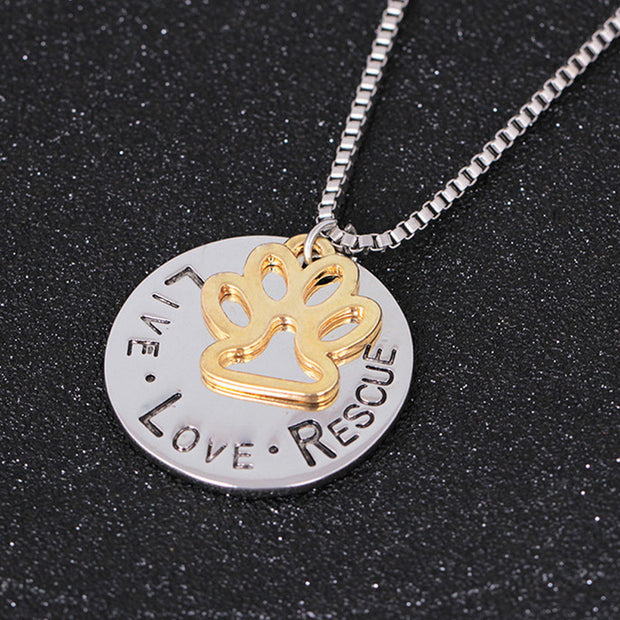 Round Letter Dog Claws Choker Card Pet Necklace
