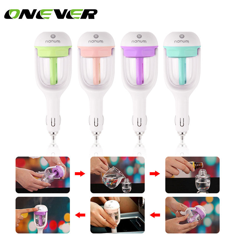 Car Air Humidifier Aroma Diffuser Mini Air Purifier Aromatherapy Essential Oil Diffuser Portable Mist Maker Fogger