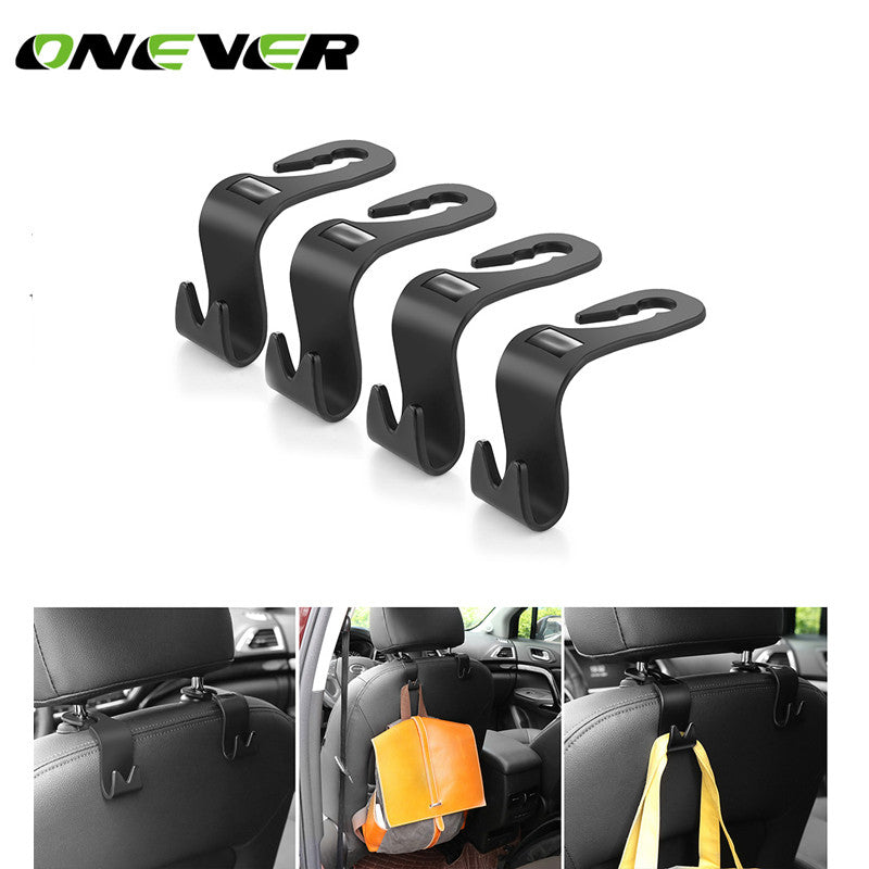 4pcs Car Headrest Hook Seat Back Hanger Holder Vehicle Organizer for Handbags Purses Coats and Grocery Bags