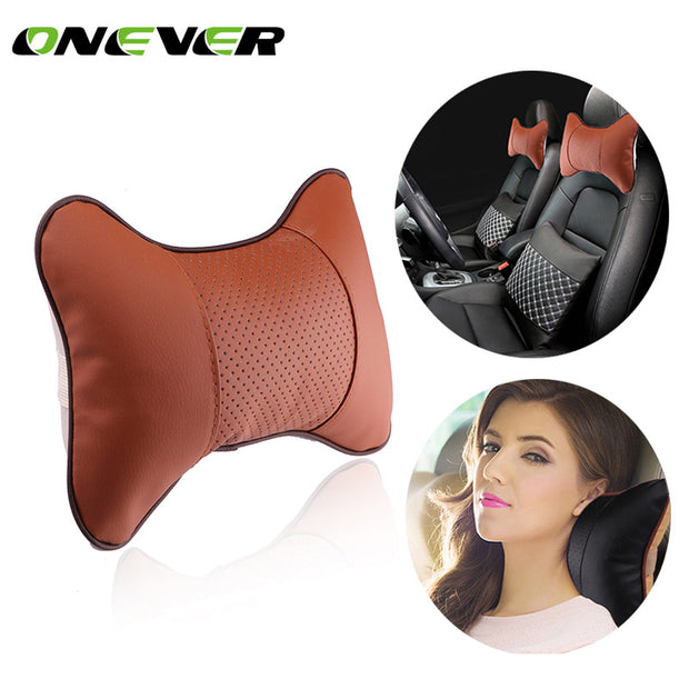 1Pcs Car Neck Pillow PU Leather Seat Car Seat Head Neck Rest Headrest Car Rest Cushion For Universal Car 28X20CM