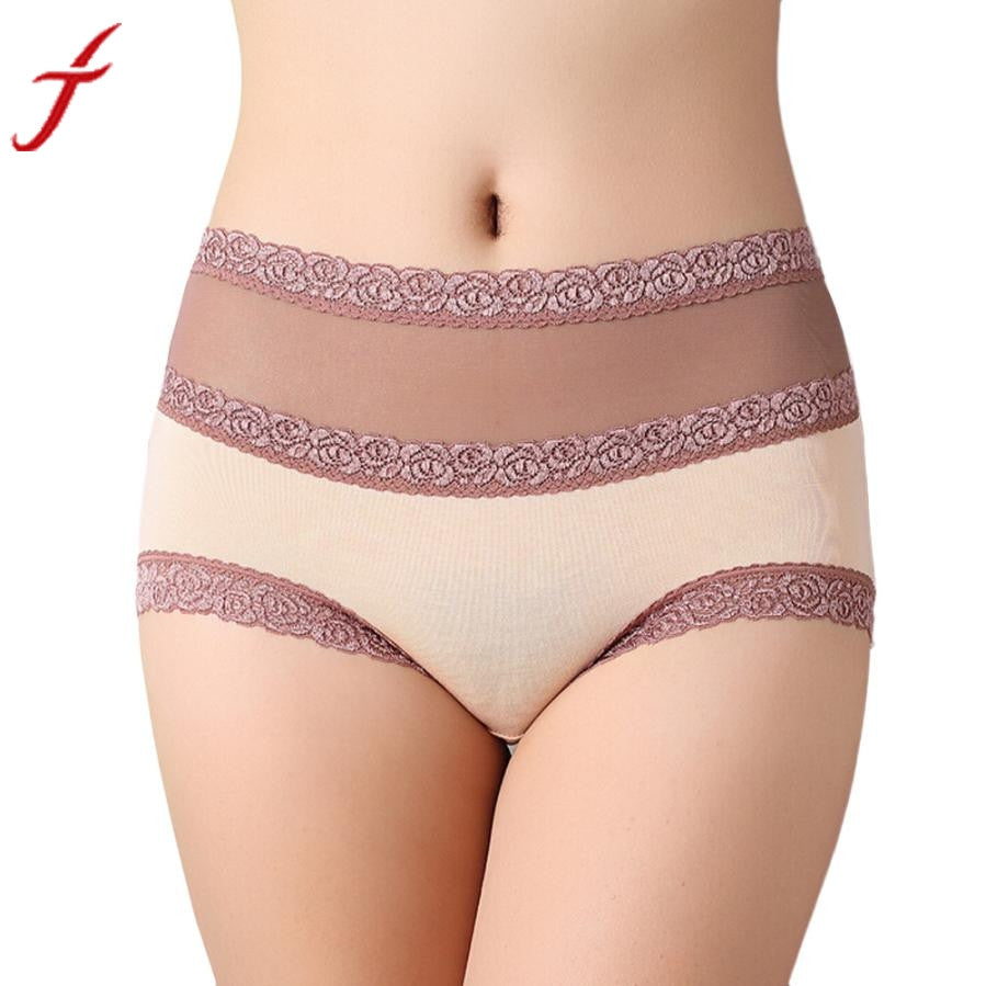 Women's Underpants Cotton Lace Cotton Briefs Hollow Out High Waist Panties underwear Girl High Quality #LSN