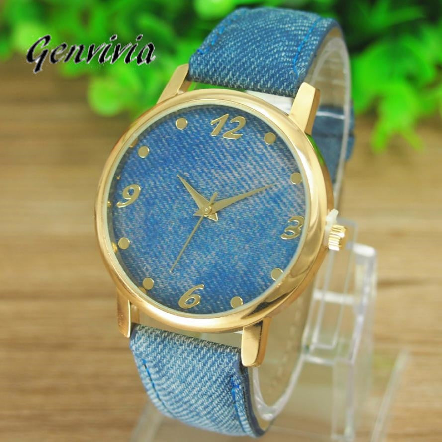 2017 New Promotion Relojes 1pcs/lot Casual Ladies Denim Cloth Alloy Dress Watches Woman Wrist Watch For Women