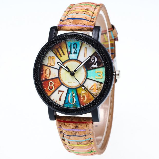 High Quality Women's Watch Harajuku Graffiti Pattern Leather Band Analog Quartz Vogue Wrist Watches