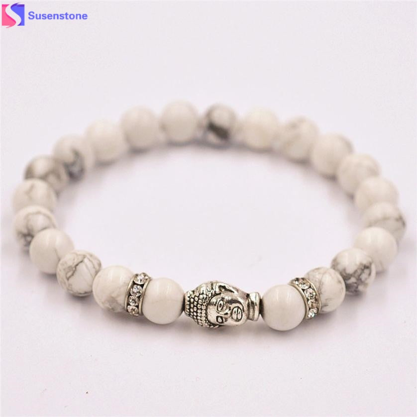 women Bracelet Alloy Rammel Silver Buddha Elastic Beaded Bracelet Tibet Charm Elastic Bracelets beads bracelet