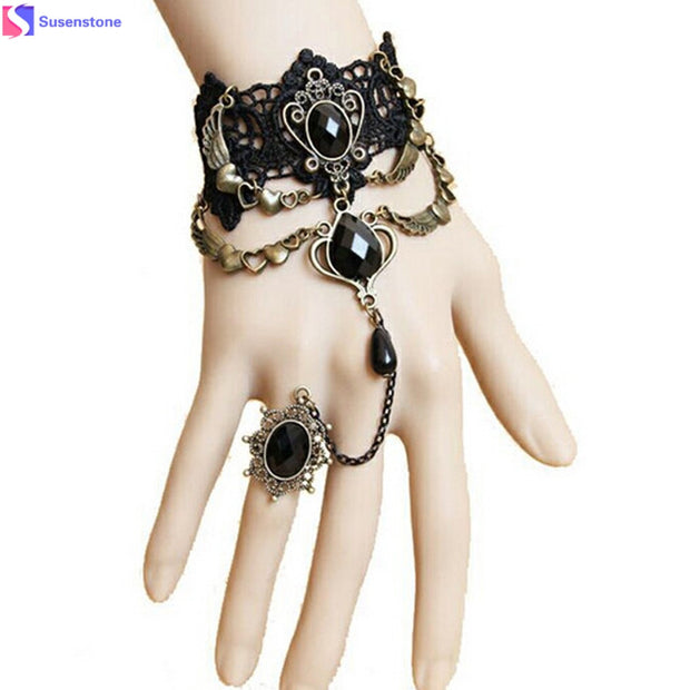 Fashion lace bracelet Charming Black Lace Bracelet With One Chain Trendy Party Jewelry