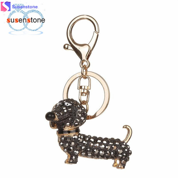Dog Rhinestone Tassel Keychain Bag Handbag Key Ring Car Key Pendant
