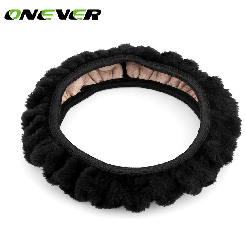 Car Steering Wheel Cover Winter Warm Fuzzy Cover No Need Stitch Plush Warm  Fit for Most 36-38cm Car Steering Wheel