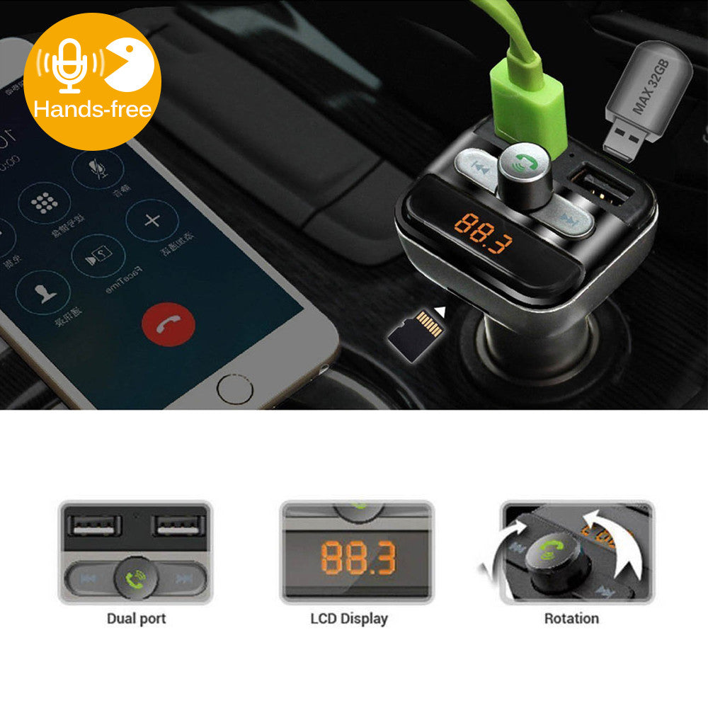 Bluetooth Car Kits MP3 Player With TF Card Slot 3.4A Dual USB Port Car Chargers FM Transmitters Handsfree Phone Calling