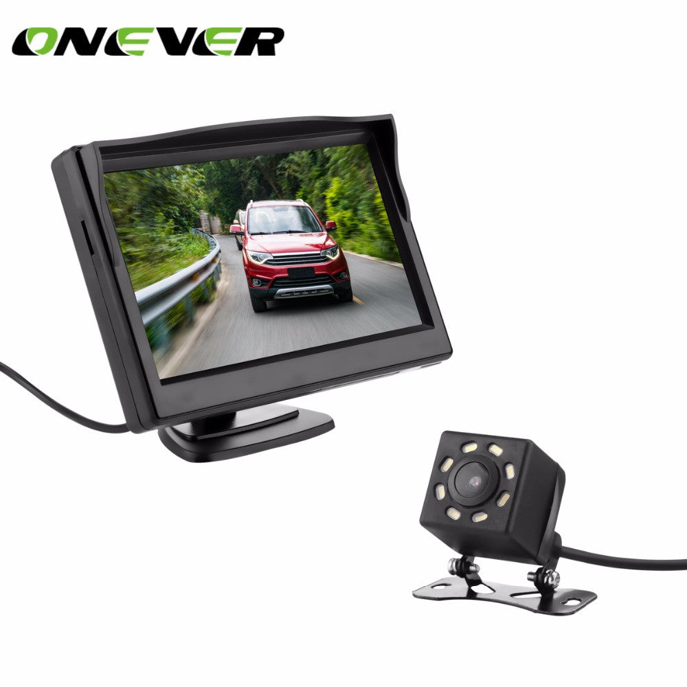 7LED CCD Waterproof Vehicle Camera Night Vision HD Car Rear View Back Up Reverse Parking Camera+5 Inch TFT LCD Car Monitor