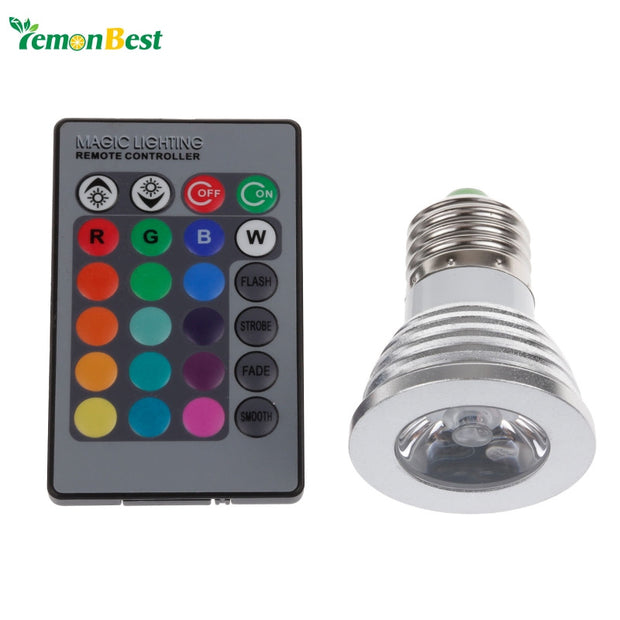 Lemonbest 4W E27 RGB LED Bulb 16 Color Change Lamp spotlight 110-245v 110V 220V for Home Party decoration with IR Remote