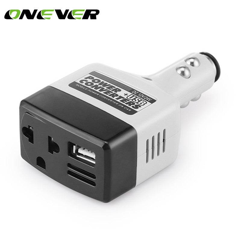 Onever DC 12V to AC 220V Car Power Inverter Converter 6W Modified Sine Wave Power with USB Output for IphoneX 8 8Plus Xiaomi