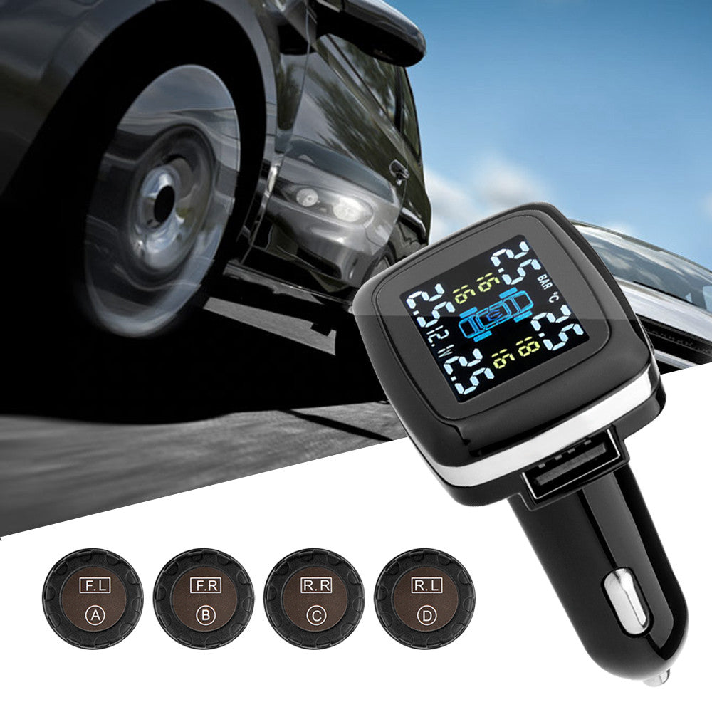 Professional Auto Wireless Universal TPMS Tire Pressure Sensor Tire Pressure Monitoring System with LCD Display Show Temperature